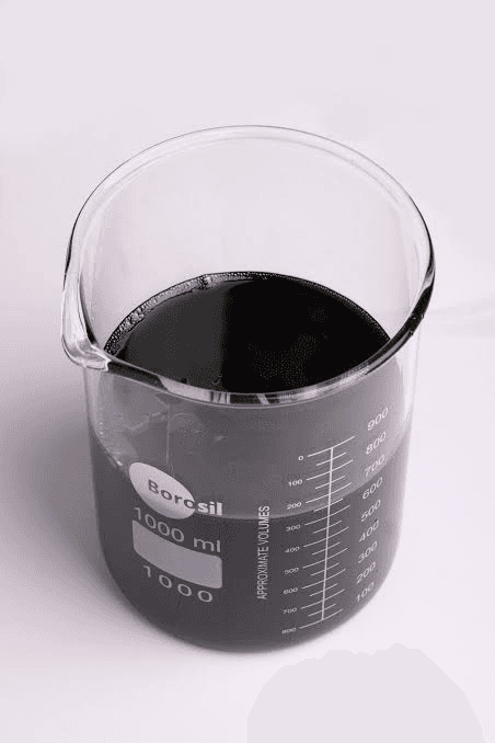 Furnace oil sample in a laboratory beaker