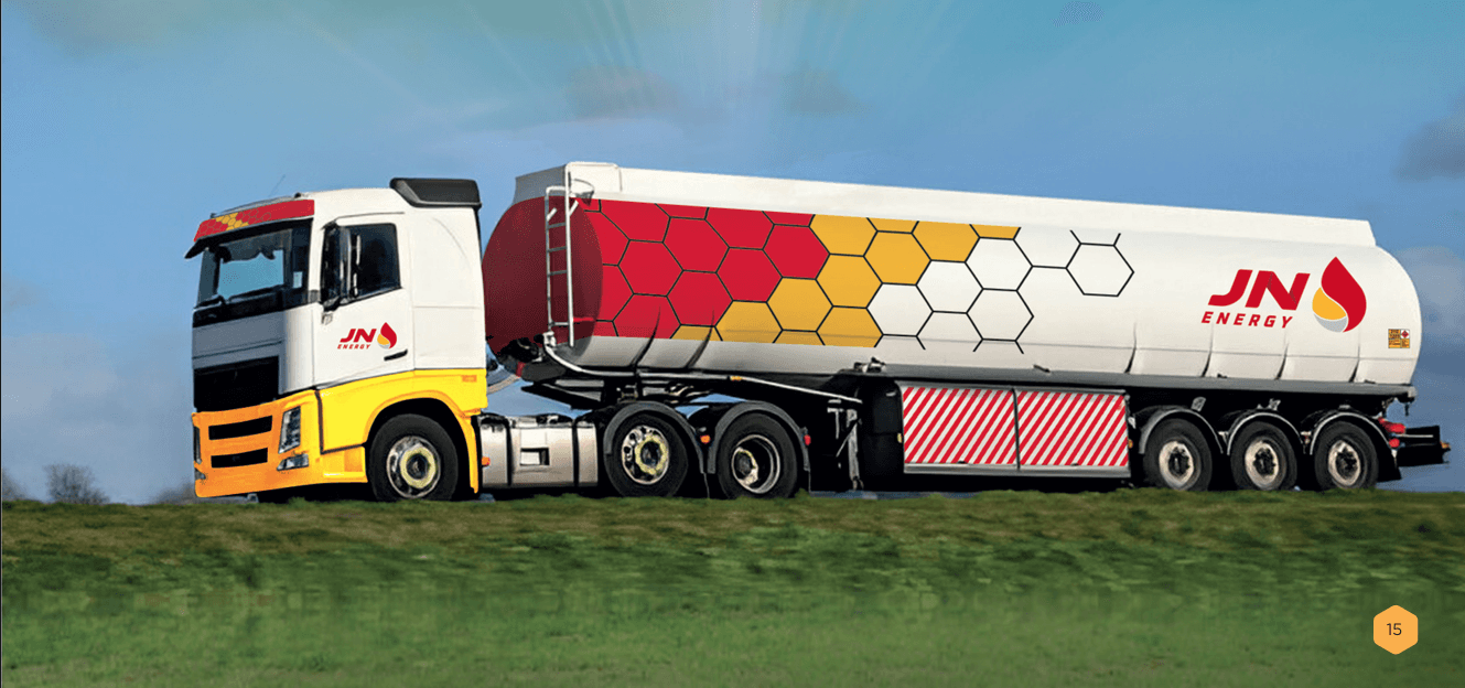 JN Energy fuel tanker on the road